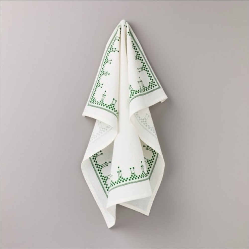 Hearth & Hand Magnolia Ornate Border Flour Sack Kitchen Towel Cream/Green